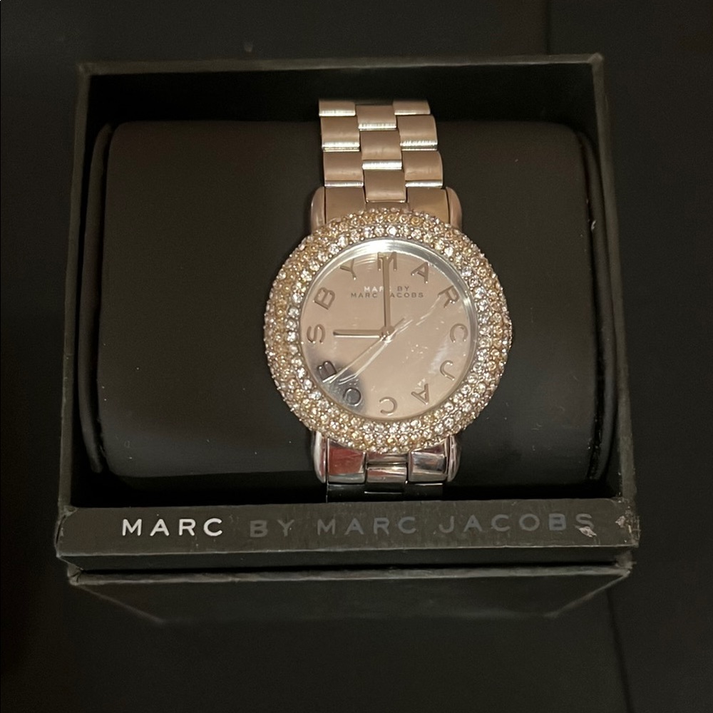 Marc By Marc Jacobs Silver Watch with Crystal Bezel
